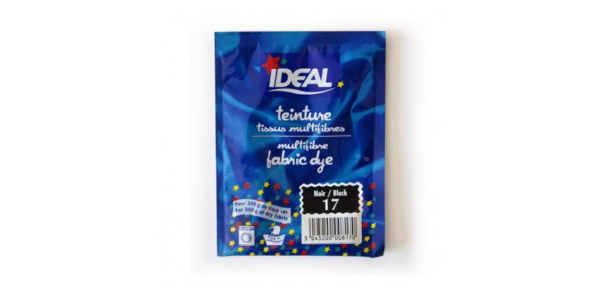 Teinture textile pour tissus multifibres Ideal - Noir N°17 - Sachet de 15 g