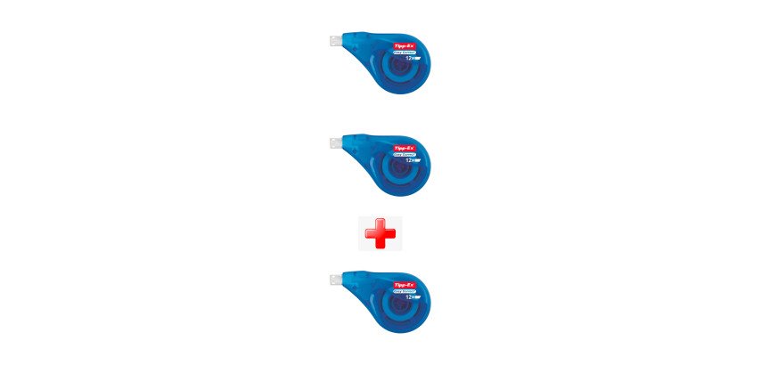 Confezione convenienza 2 correttori a nastro Tipp-Ex Easy Correct 4,2 mm 12 metri + 1 in omaggio