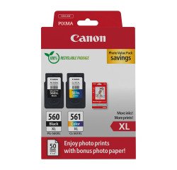 Canon PG-560XL + CL-561XL + Fotopapier - Inktcartridge- en fotopapierpakket