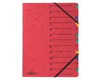trieur 'EASY', A4, carton, 12 compartiments, rouge