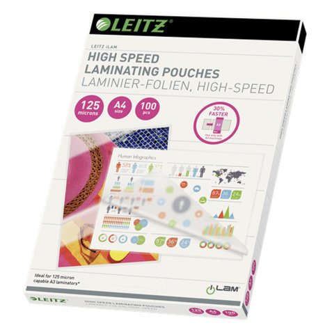 Pochettes de plastification Leitz Speed A4 2 x 125 µ brillantes - Boîte de 100