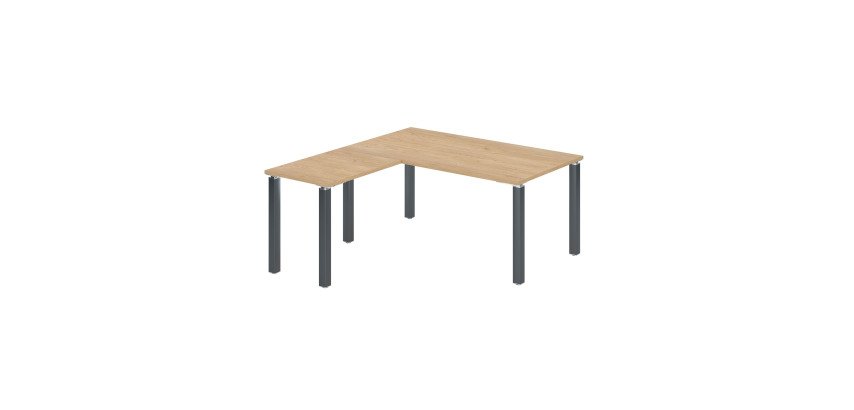 Bureau d'angle Eden L 160 X P 160 cm avec retour suspendu piètement métal