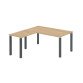 Bureau d'angle EXPRIM plateau chêne clair L 160 cm avec retour suspendu piètement métal