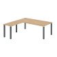 Bureau d'angle Manager Eden plateau chêne clair L 200 x P 200 cm avec retour suspendu piètement métal