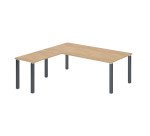 Bureau d'angle Manager Eden plateau chêne clair L 200 x P 200 cm avec retour suspendu piètement métal