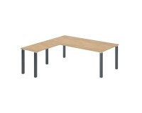 Corner desk Manager Eden light oak top L 200 x W 200 cm with suspended return metal legs.