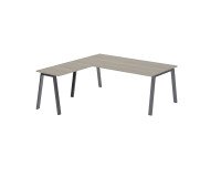 Hoekbureau manager Ecla grijze eik L 200 x D 200 cm metalen onderstel