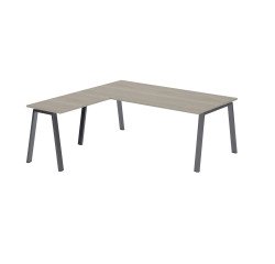 Corner manager desk Ecla gray oak L 200 x W 200 cm metal base