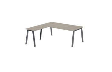 Corner manager desk Ecla gray oak L 200 x W 200 cm metal base