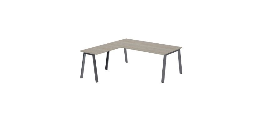 Eckschreibtisch Manager Ecla graue Eiche L 200 x T 200 cm Metallgestell