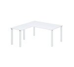 Bureau d'angle EXPRIM plateau blanc L 160 cm avec retour suspendu piètement métal