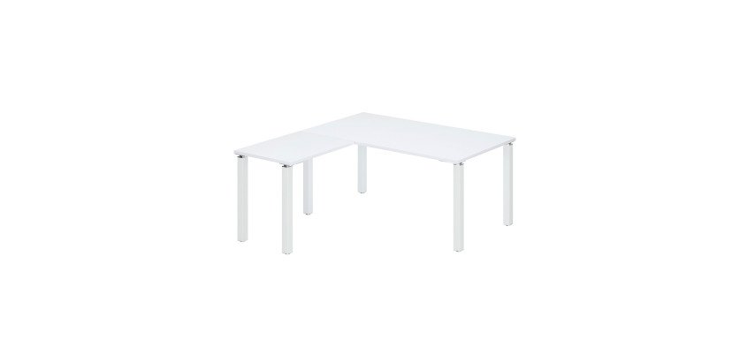 Corner desk Eden W 160 x D 160 cm with suspended return and metal base