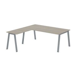 Bureau d'angle manager Ecla Chêne gris L 200 x P 200 cm piètement métal