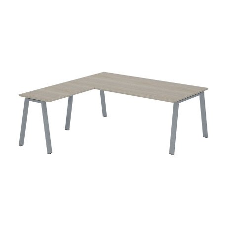 Mesa Manager Ecla roble gris con ángulo An 200 x Fon 200 cm patas metal aluminio