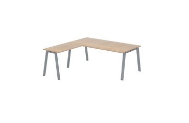 Mesa Manager Ecla roble claro con ángulo An 200 x Fon 200 cm patas metal