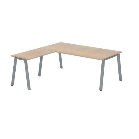 Mesa Manager Ecla roble claro con ángulo An 200 x Fon 200 cm patas metal aluminio