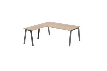 Corner desk manager Ecla light oak L 200 x D 200 cm metal base