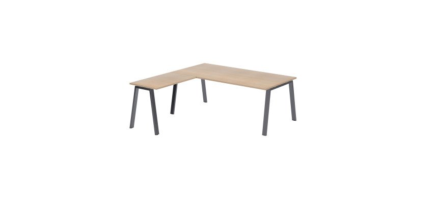 Bureau d'angle manager Ecla L 200 x P 200 cm piètement métal