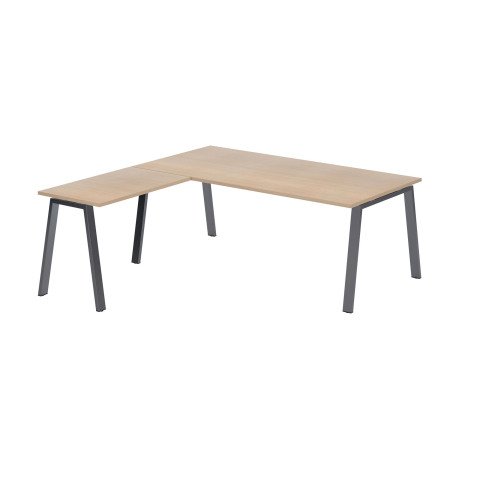 Mesa Manager Ecla roble claro con ángulo An 200 x Fon 200 cm patas metal antracitas