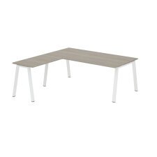 Bureau d'angle manager Ecla Chêne gris L 200 x P 200 cm piètement métal