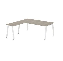 Mesa Manager Ecla roble gris con ángulo An 200 x Fon 200 cm patas metal