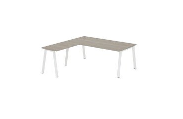 Mesa Manager Ecla roble gris con ángulo An 200 x Fon 200 cm patas metal
