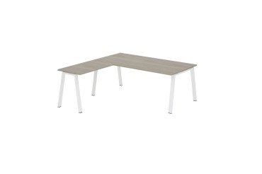 Mesa Manager Ecla roble gris con ángulo An 200 x Fon 200 cm patas metal