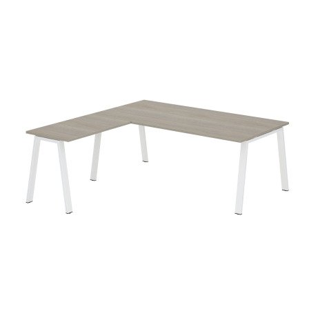 Bureau d'angle manager chêne gris L 200 x P 200 piètement métal - Arch