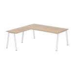 Bureau d'angle manager Ecla Chêne clair L 200 x P 200 cm piètement métal