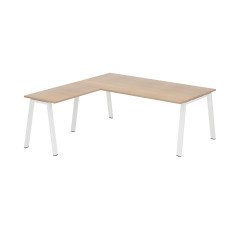 Mesa Manager Ecla roble claro con ángulo An 200 x Fon 200 cm patas metal