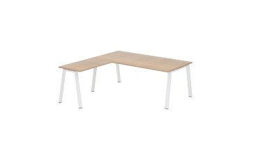 Mesa Manager Ecla roble claro con ángulo An 200 x Fon 200 cm patas metal