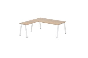 Bureau d'angle manager Ecla Chêne clair L 200 x P 200 cm piètement métal