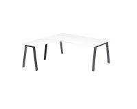 Hoekbureau manager Ecla wit L 200 x D 200 cm metalen onderstel