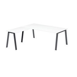 Bureau d'angle manager blanc L 200 x P 200 piètement métal - Arch