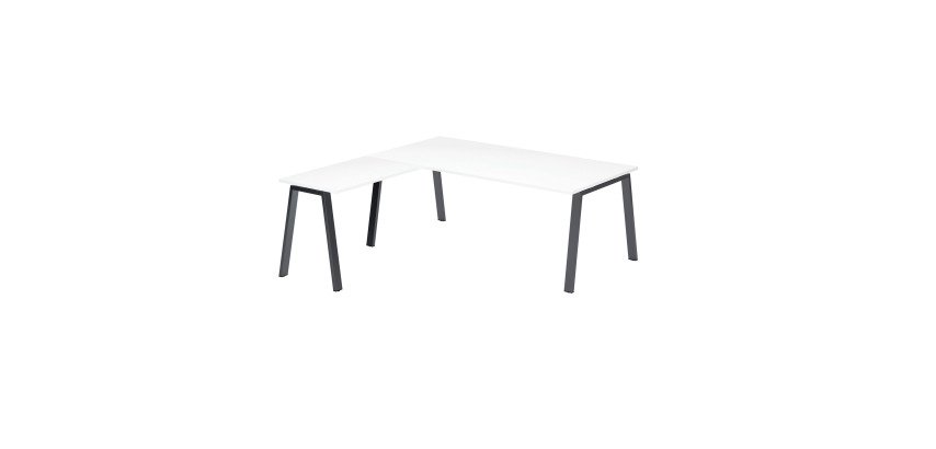 Bureau d'angle manager Ecla L 200 x P 200 cm piètement métal