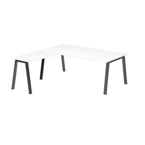 Mesa Manager Ecla blanco con ángulo An 200 x Fon 200 cm patas metal antracitas