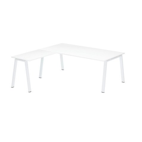 Bureau d'angle manager Ecla Blanc L 200 x P 200 cm piètement métal