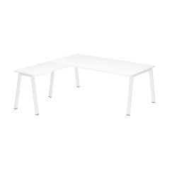 Bureau d'angle manager blanc L 200 x P 200 piètement métal - Arch