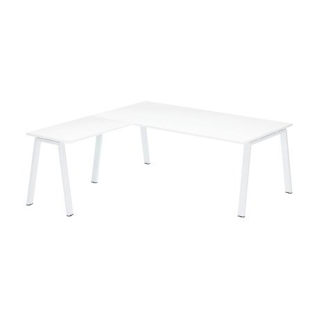 Mesa Manager Ecla blanco con ángulo An 200 x Fon 200 cm patas metal blancas