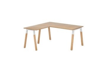 Bureau d'angle Ecla L 160 x P 160 cm piètement métal et bois avec retour simple