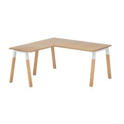 Bureau d'angle Ecla L 160 x P 160 cm piètement métal et bois avec retour simple