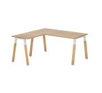 Hoekbureau Ecla L 160 x D 160 cm, metalen en houten onderstel met bijzet