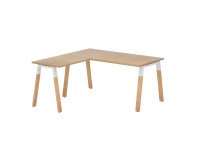 Hoekbureau Ecla L 160 x D 160 cm, metalen en houten onderstel met bijzet