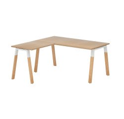 Eckschreibtisch Ecla B 160 x T 160 cm Gestell in Metall und Holz mit Beistelltisch