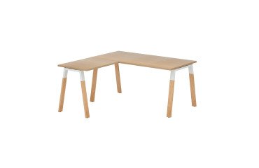 Corner desk Ecla L 160 x W 160 cm metal and wood base with simple side desk