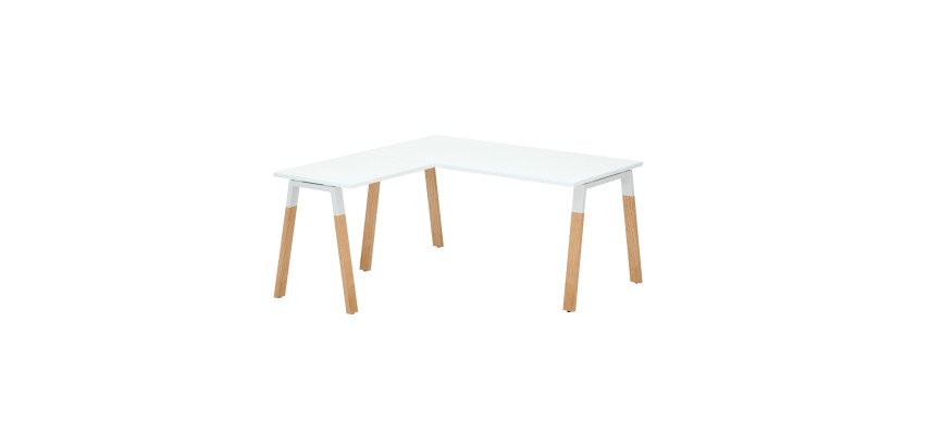 Eckschreibtisch Ecla B 160 x T 160 cm Gestell in Metall und Holz mit Beistelltisch