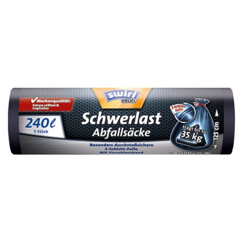 Sac poubelle renforcé à liens coulissants Swirl Profi