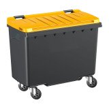 Conteneur à déchets 4 roues 500 litres extérieur gris-jaune