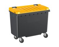 Conteneur à déchets 4 roues 500 litres extérieur gris-jaune