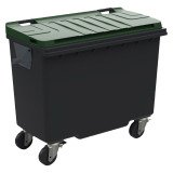 Conteneur à déchets 4 roues 500 litres extérieur gris-vert